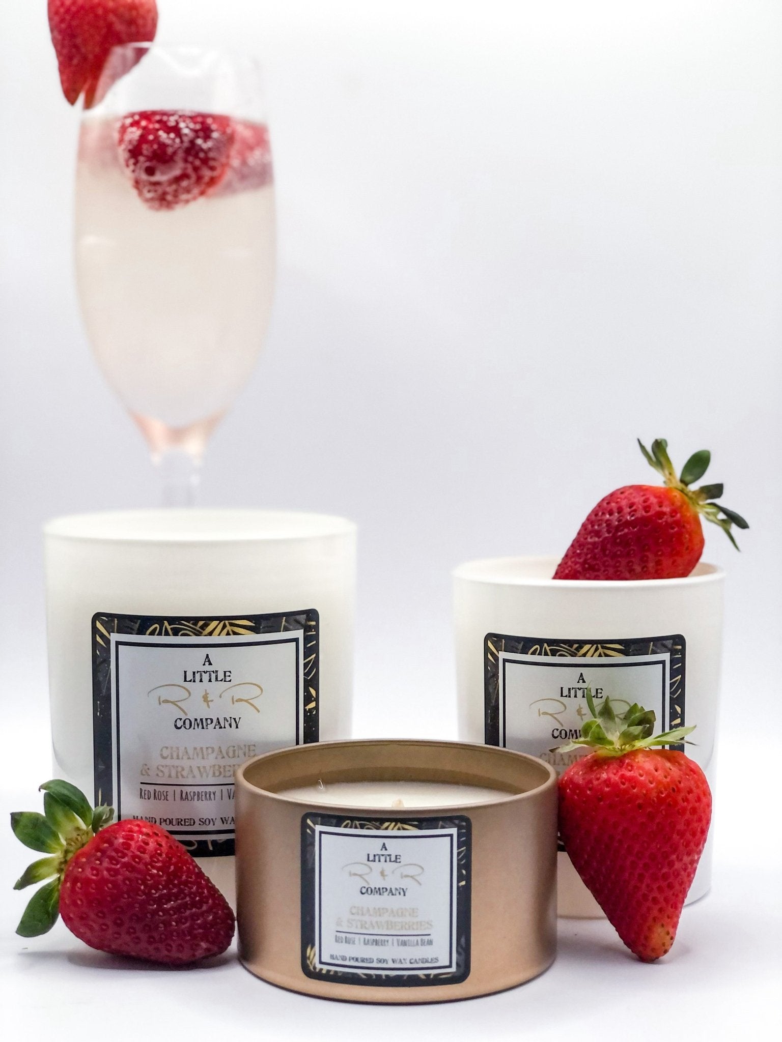 Champagne & Strawberries Handmade Soy Wax Candle - alittlernrcompany
